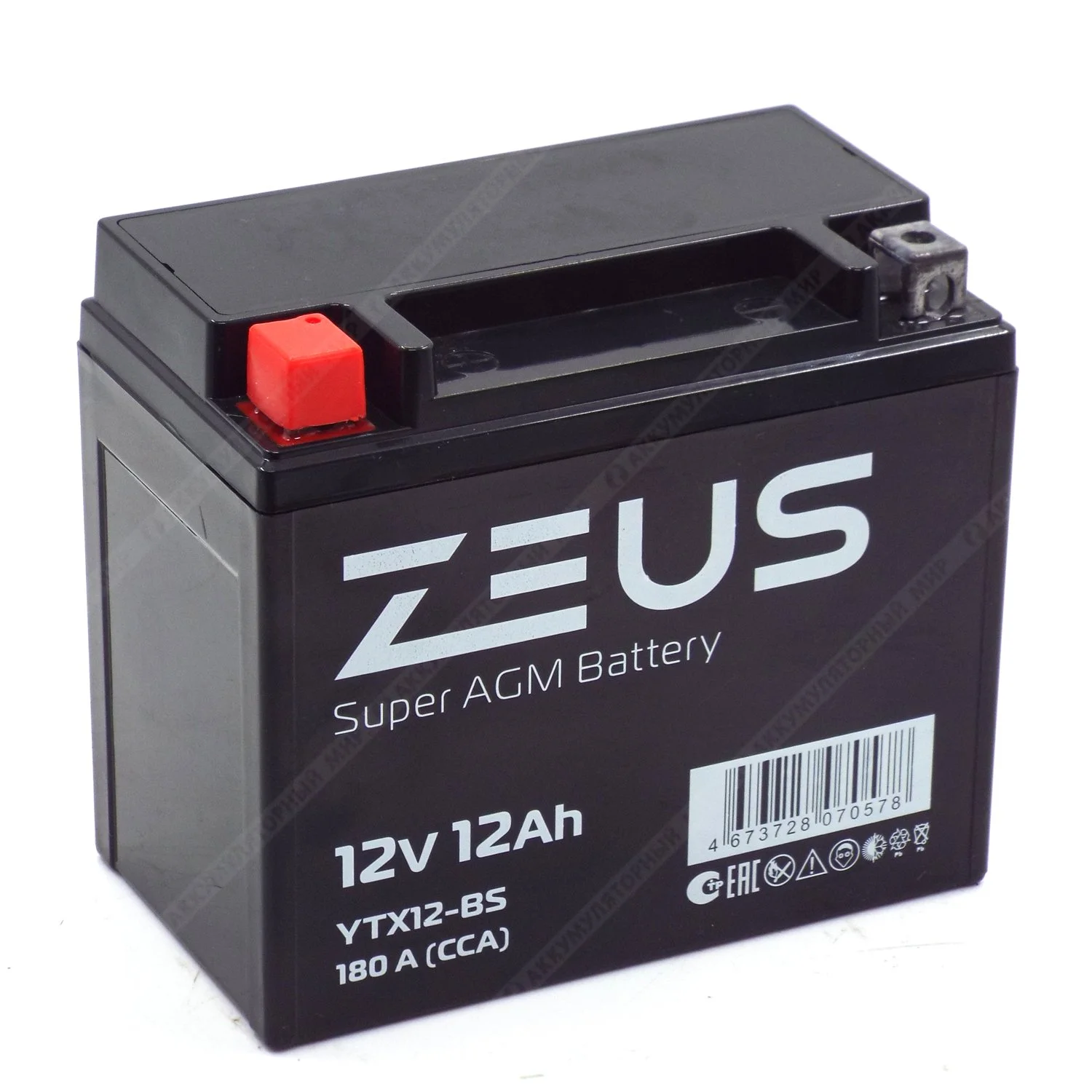 Аккумулятор ZEUS SUPER AGM 12 Ач п.п. (YTX12-BS) Фото 1