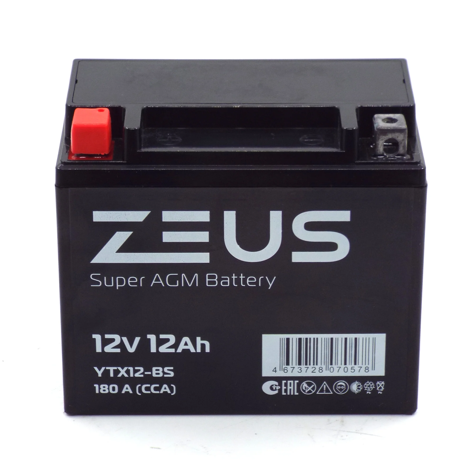 Аккумулятор ZEUS SUPER AGM 12 Ач п.п. (YTX12-BS) Фото 1