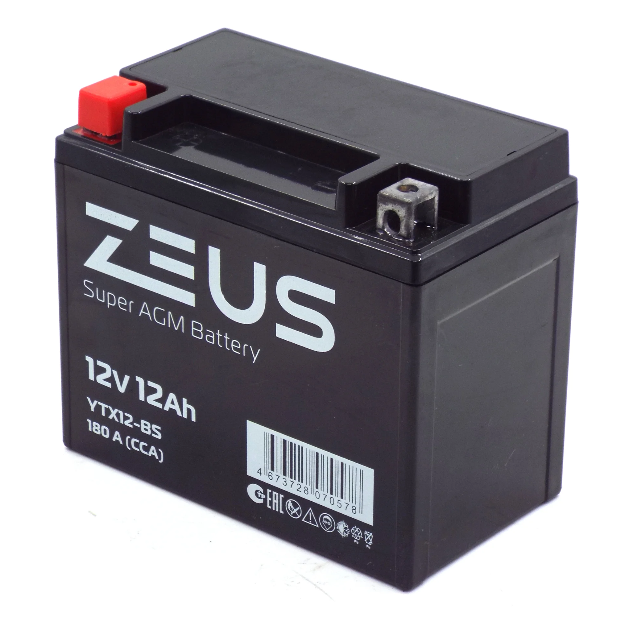 Аккумулятор ZEUS SUPER AGM 12 Ач п.п. (YTX12-BS) Фото 1