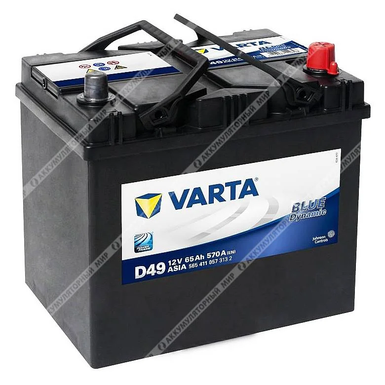 Аккумулятор VARTA Blue Dynamic Asia D49 65 Ач о.п. Фото 1