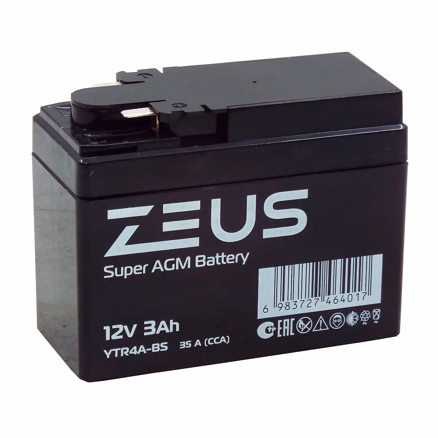 Аккумулятор ZEUS SUPER AGM 3 Ач о.п. (YTR4A-BS)