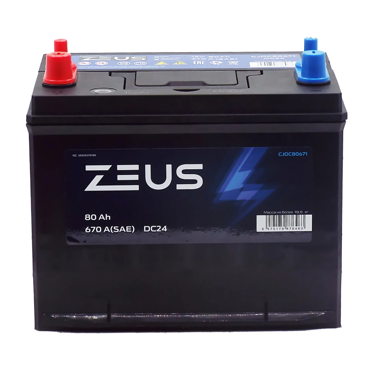 Аккумулятор ZEUS DC24 80 Ач 670А п.п. Фото 1