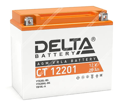 Аккумулятор DELTA СТ 12201 AGM 20 Ач о.п. (YTX20L-BS)
