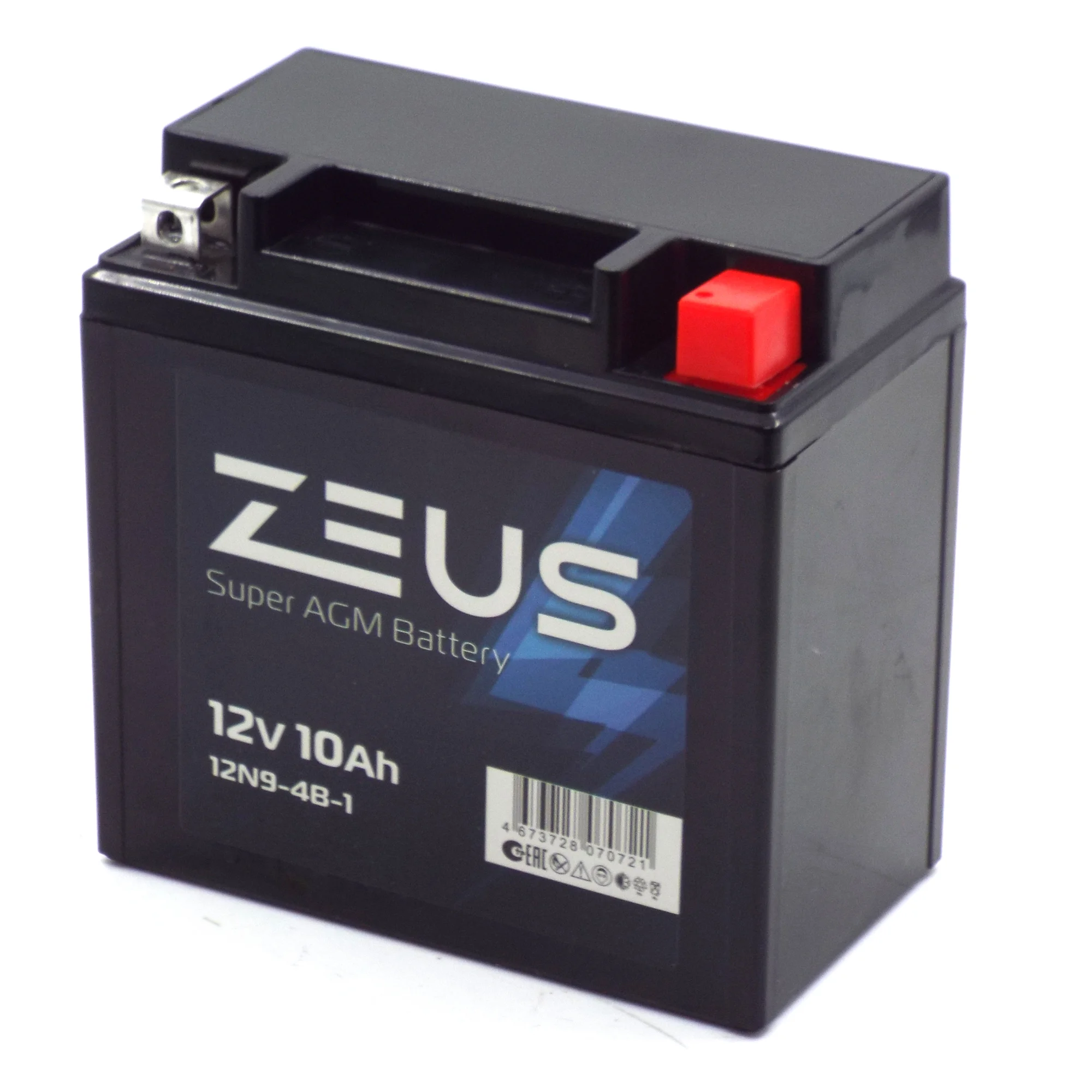 Аккумулятор ZEUS SUPER AGM 10 Ач о.п. (12N9-4B-1) Обратная полярность Фото 1