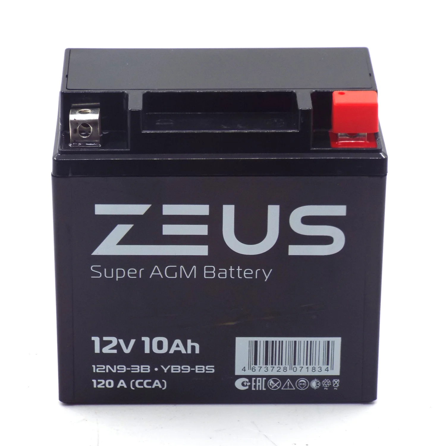 Аккумулятор ZEUS SUPER AGM 10 Ач о.п. (12N9-3B) Фото 1
