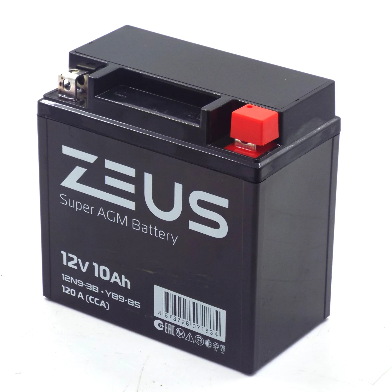 Аккумулятор ZEUS SUPER AGM 10 Ач о.п. (12N9-3B) Фото 1