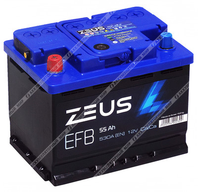 Аккумулятор ZEUS EFB 55 Ач п.п.