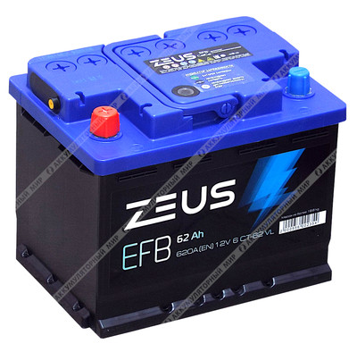 Аккумулятор ZEUS EFB 62 Ач п.п.