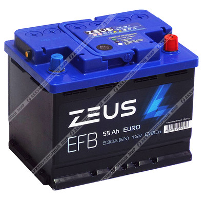Аккумулятор ZEUS EFB 55 Ач о.п.