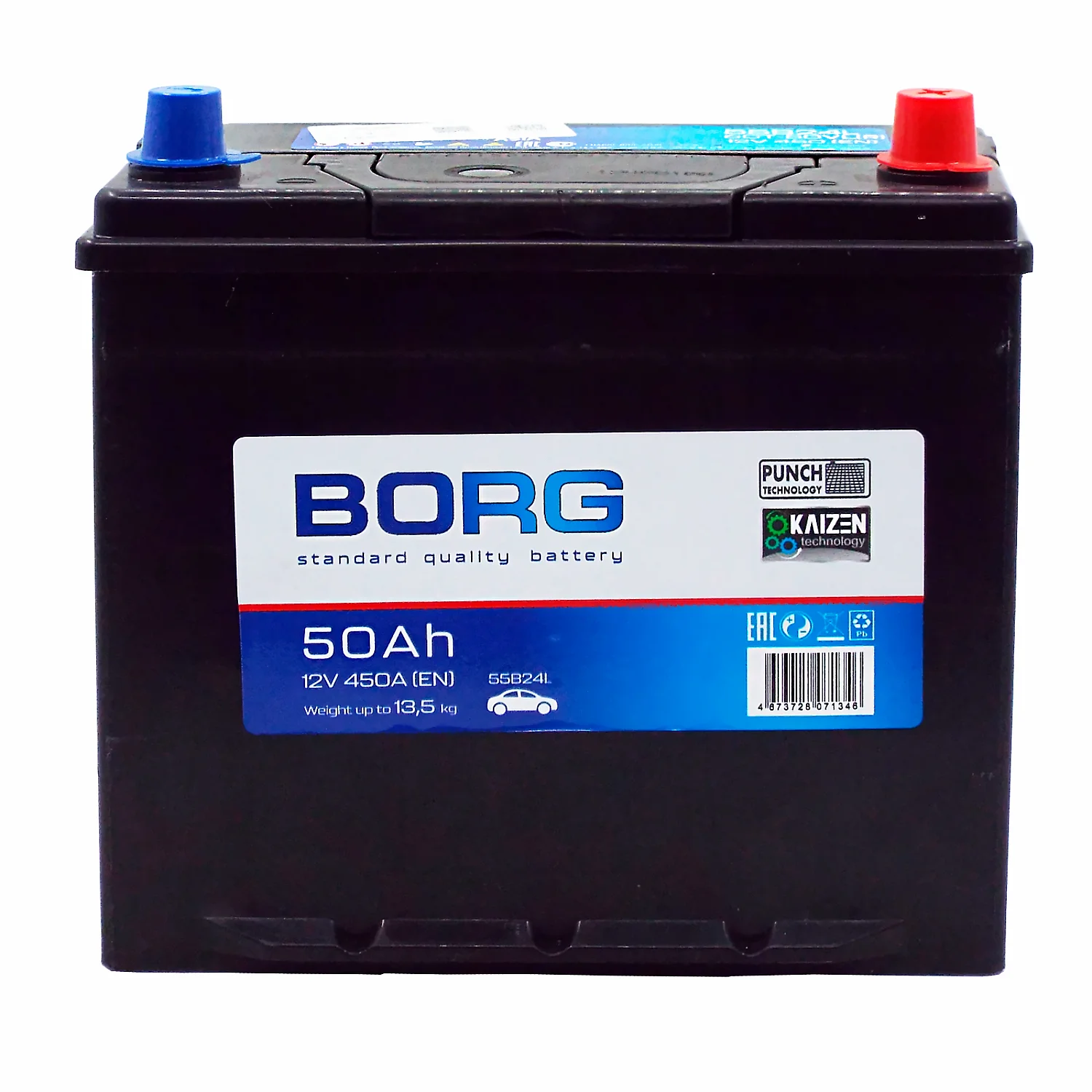 Аккумулятор BORG Standard Asia 55B24L 50 Ач о.п. евро клеммы (ТУРЦИЯ) Фото 1
