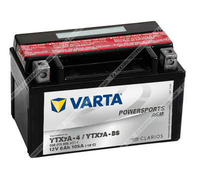 Аккумулятор VARTA Powersports AGM 6 Ач п.п. (YTX7A-BS) 506 015 005
