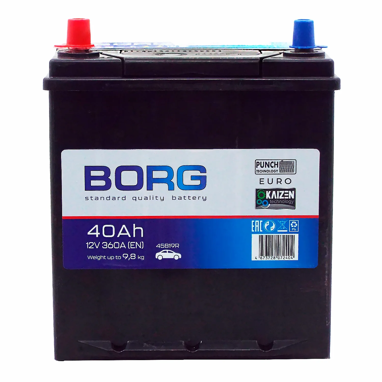 Аккумулятор BORG Standard Asia 45B19R 40 Ач п.п. (ТУРЦИЯ) Фото 1