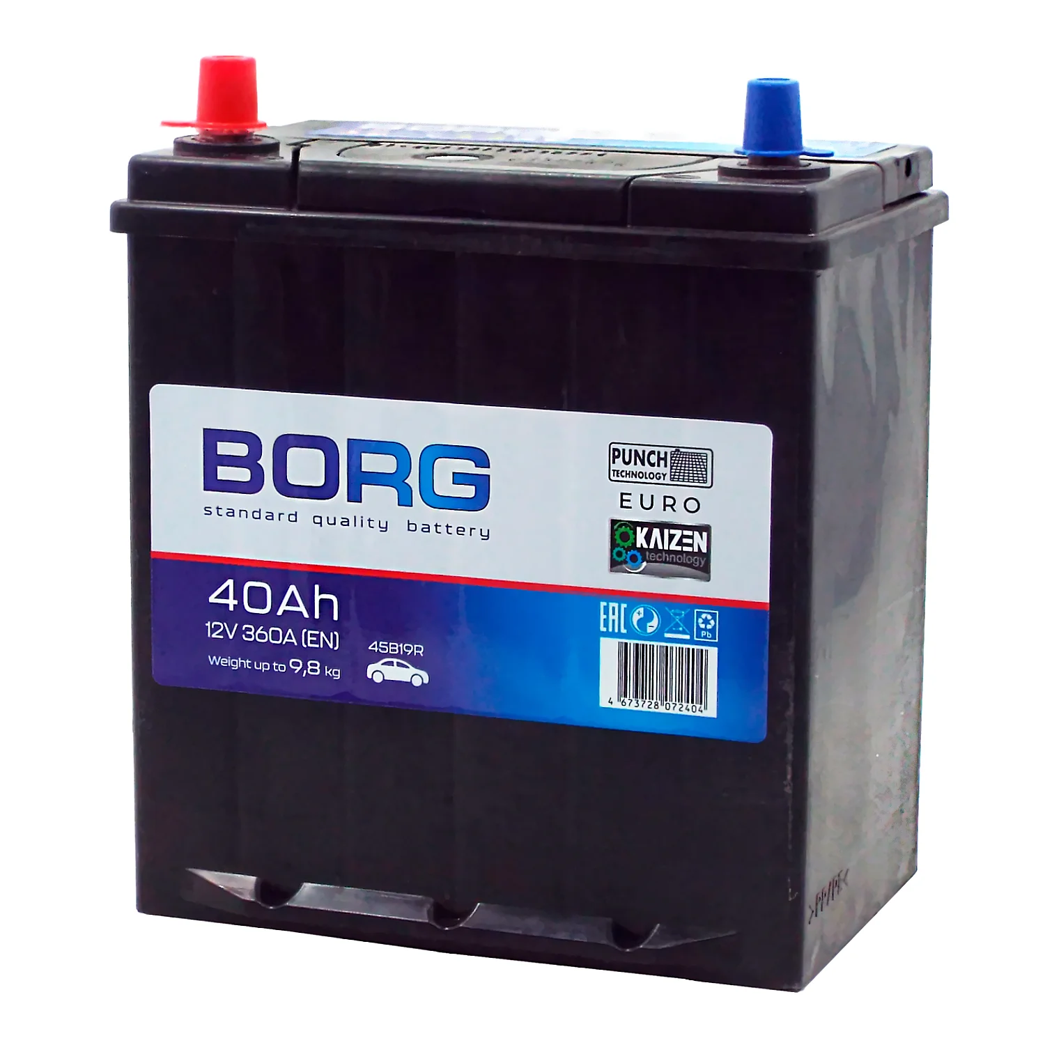 Аккумулятор BORG Standard Asia 45B19R 40 Ач п.п. (ТУРЦИЯ) Фото 1