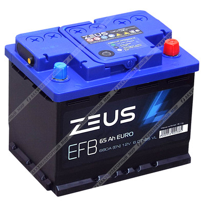Аккумулятор ZEUS EFB 65 Ач о.п.