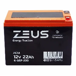 Аккумулятор ZEUS 6-DZF-22D (12V22Ah) тяговый Фото 1