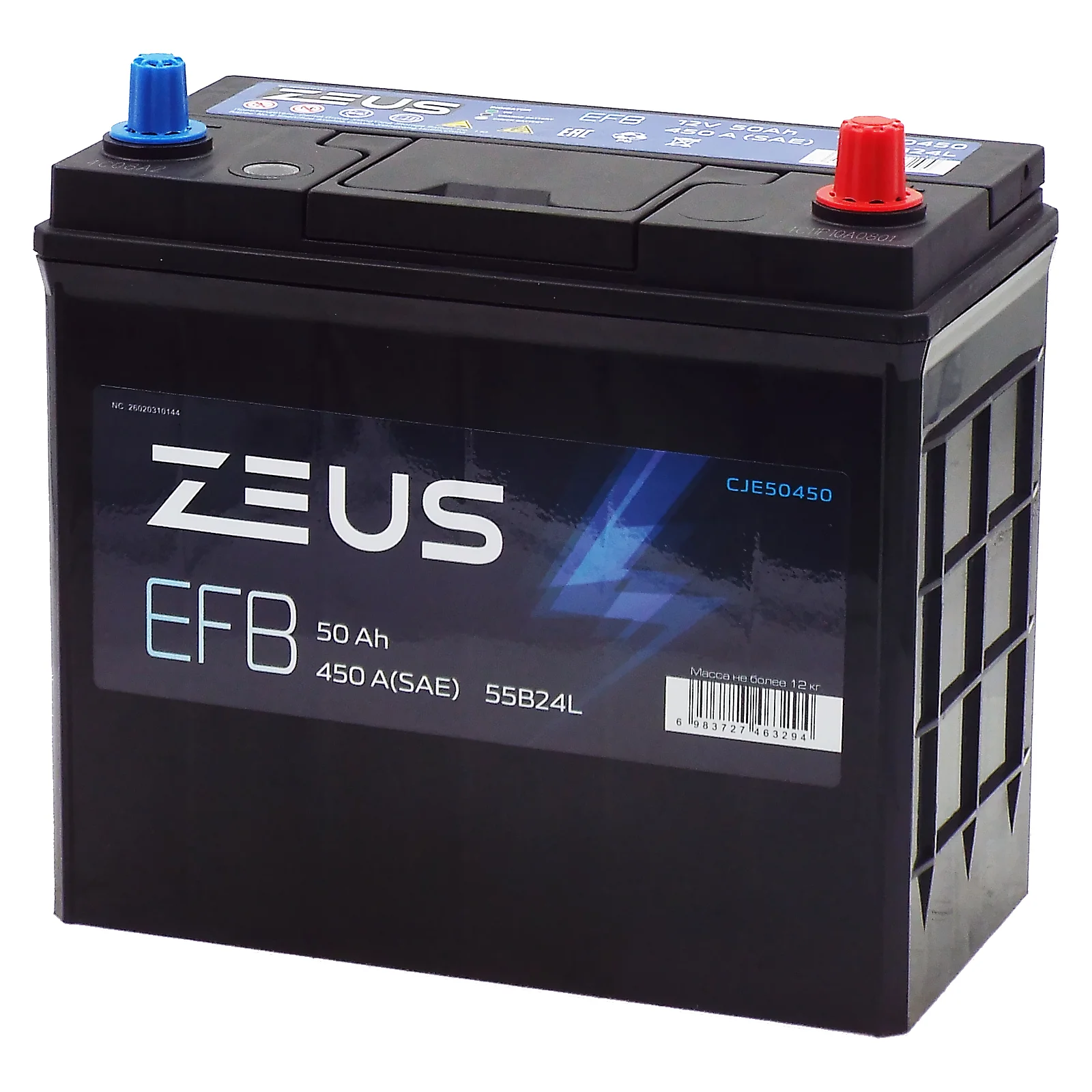 Аккумулятор ZEUS EFB Asia 55B24L 50 Ач о.п. Фото 1