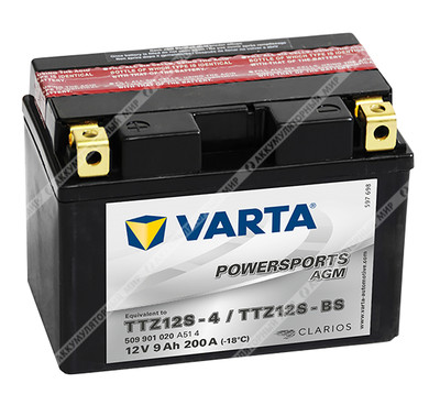 Аккумулятор VARTA Powersports AGM 9 Ач п.п. (TTZ12S-BS) 509 901 020