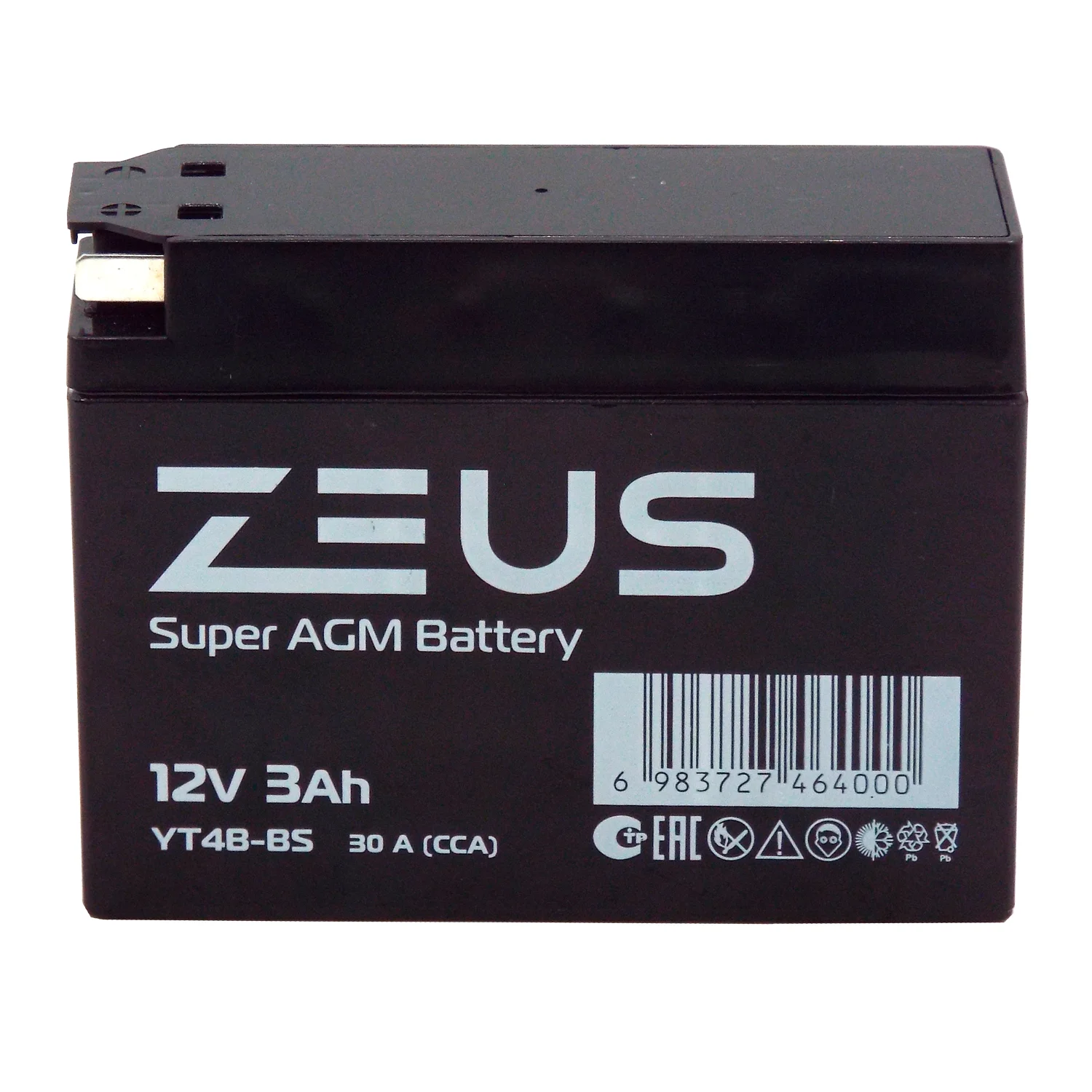 Аккумулятор ZEUS SUPER AGM 3 Ач о.п. (YT4B-BS) Фото 1