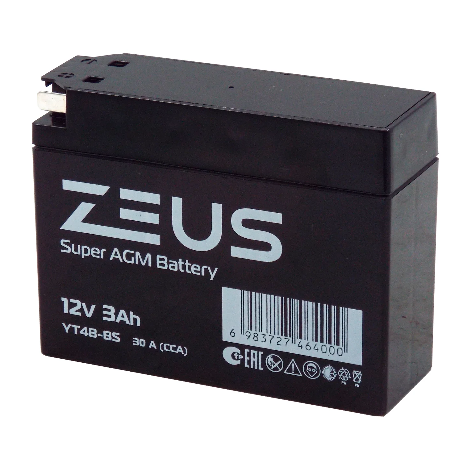 Аккумулятор ZEUS SUPER AGM 3 Ач о.п. (YT4B-BS) Фото 1
