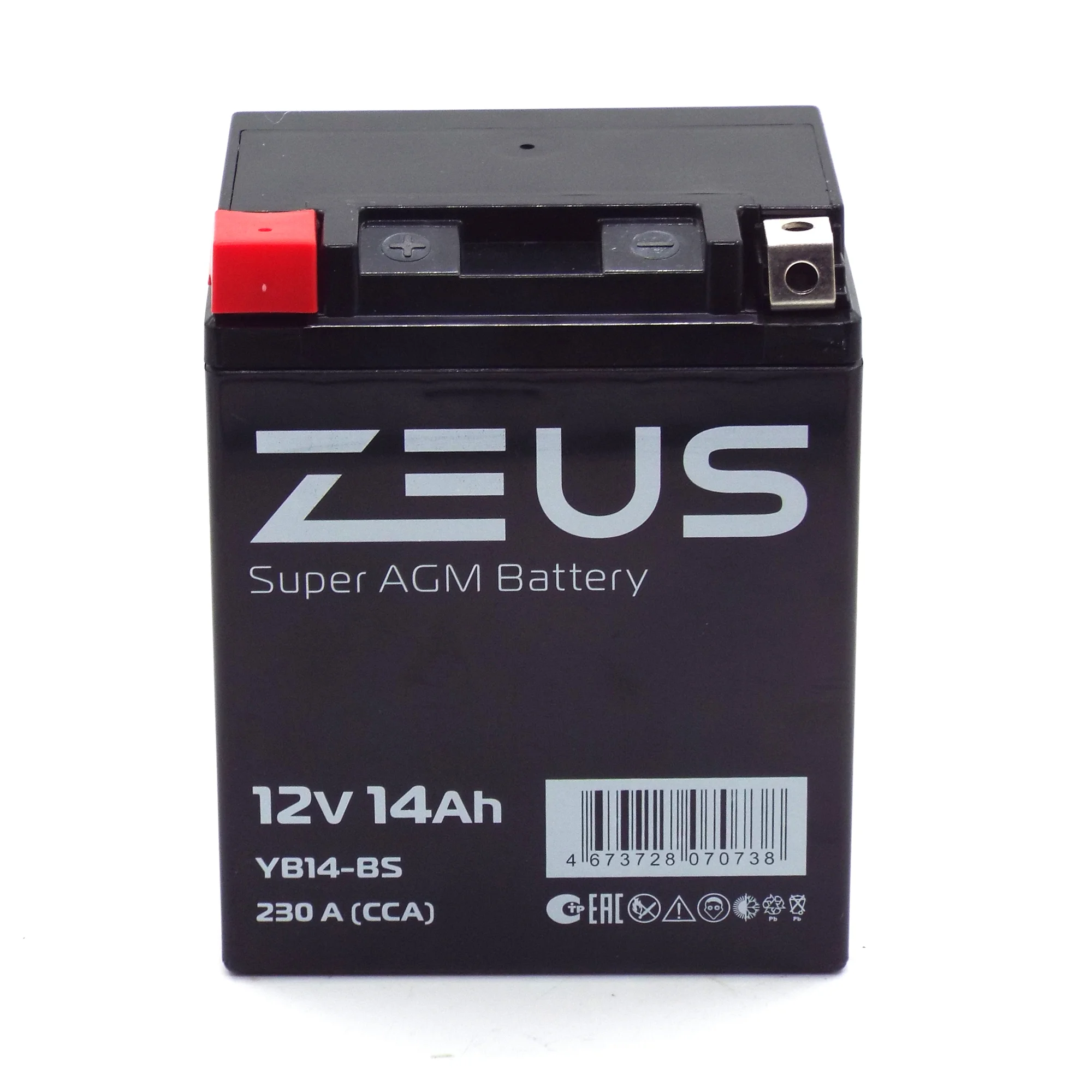 Аккумулятор ZEUS SUPER AGM 14 Ач п.п. (YB14-BS) Фото 1