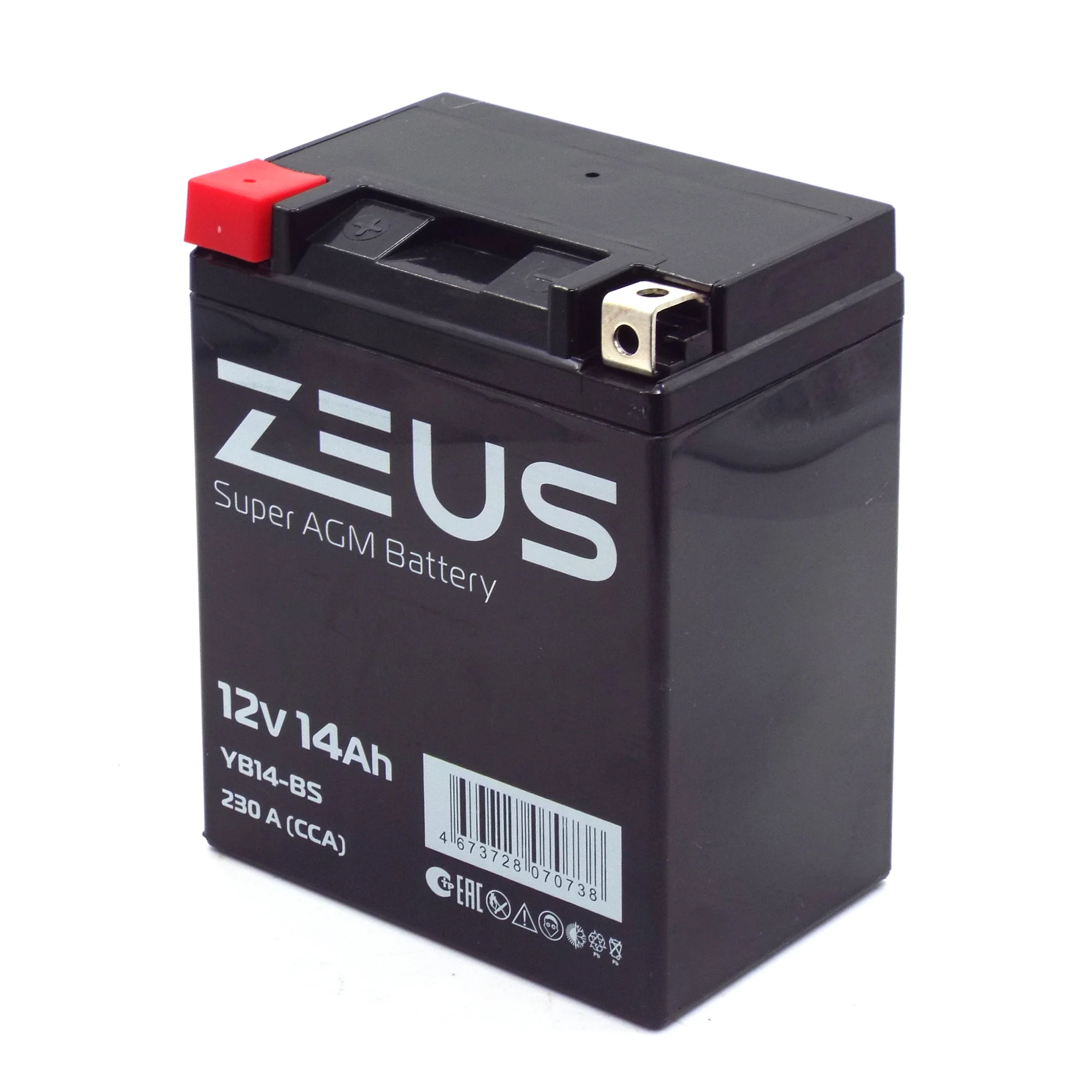 Аккумулятор ZEUS SUPER AGM 14 Ач п.п. (YB14-BS) Фото 1