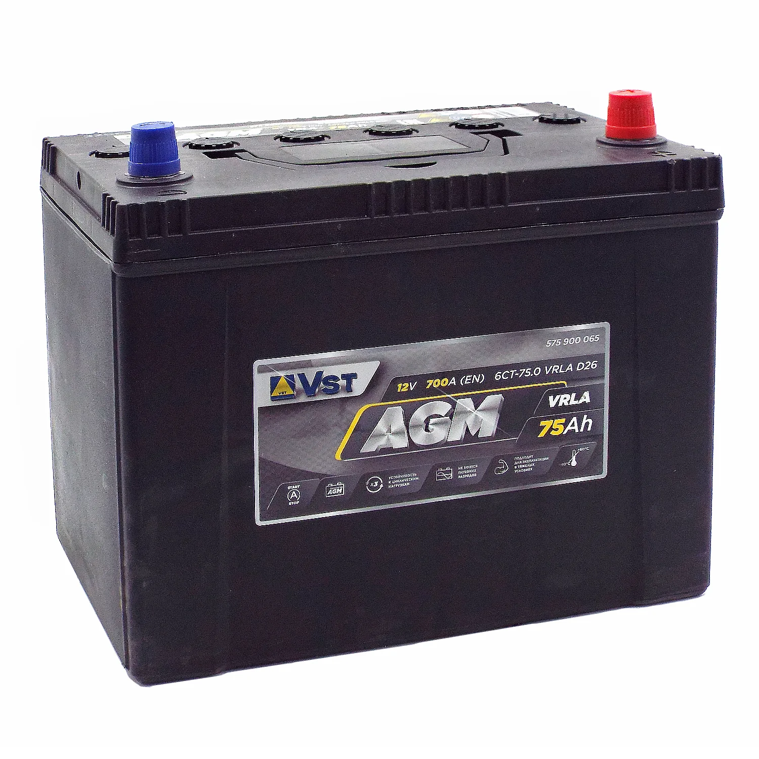 Аккумулятор VST AGM Asia 75 Ач о.п. РАСПРОДАЖА