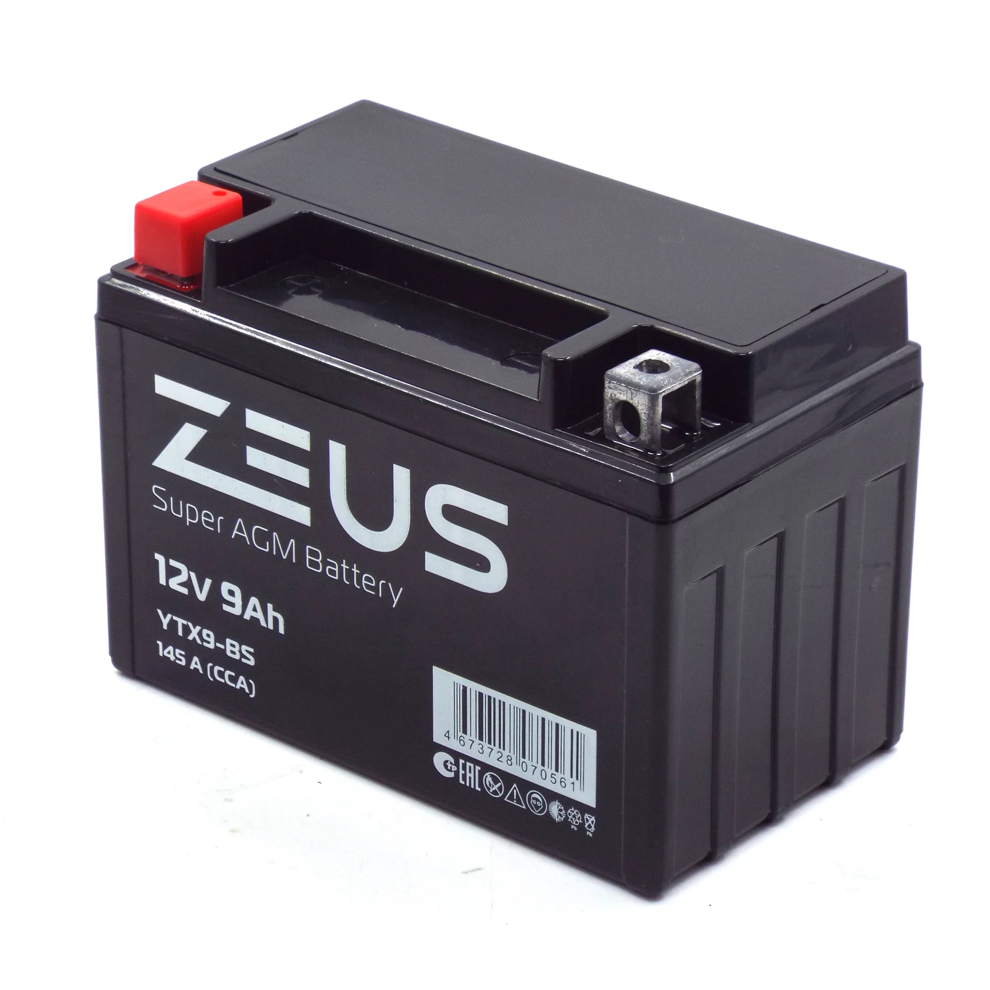 Аккумулятор ZEUS SUPER AGM 9 Ач п.п. (YTX9-BS) Фото 1