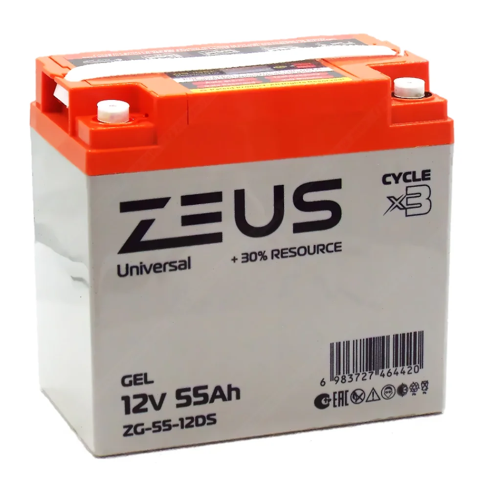 Аккумулятор ZEUS ZG-55-12DS GEL (12V55Ah) универсальный Фото 1