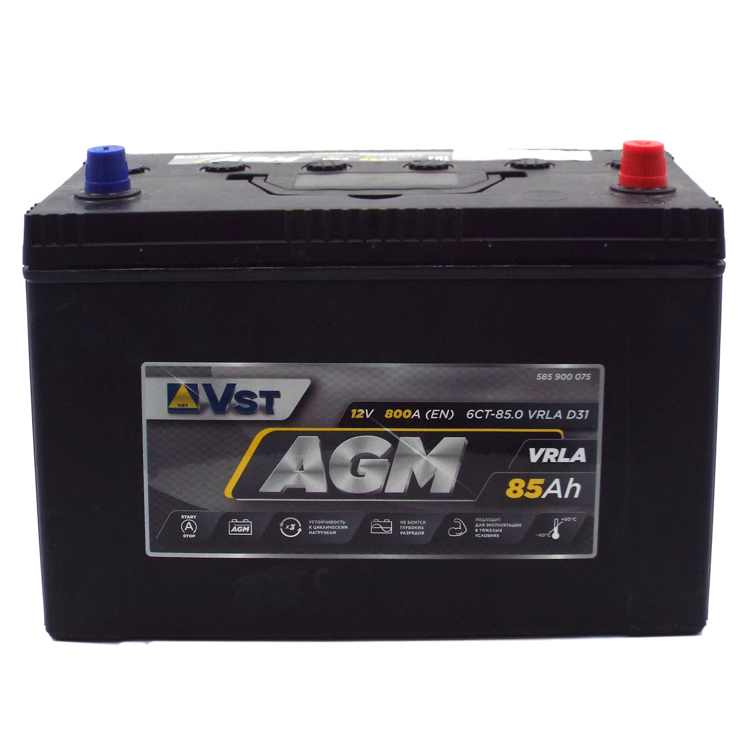 Аккумулятор VST AGM Asia 85 Ач о.п. Фото 1